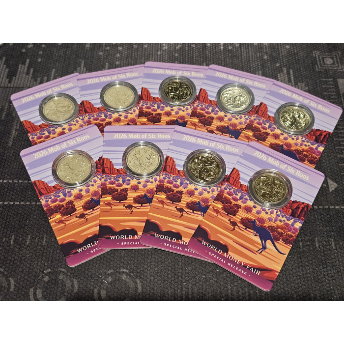 20262022026 $1 Berlin WMF Mob of Six Roos Brandenburg Gate Privy Mark Coin