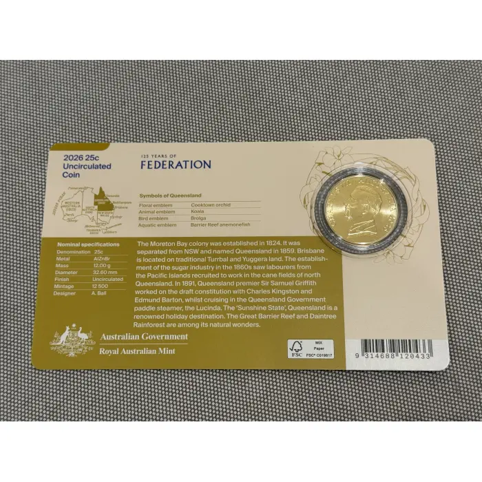 2026 25c - QLD - 125 Years of Federation