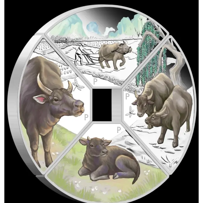 2021 LUNAR YEAR OF THE OX QUADRANT SILVER $1 4-coin-set 4x 1oz
