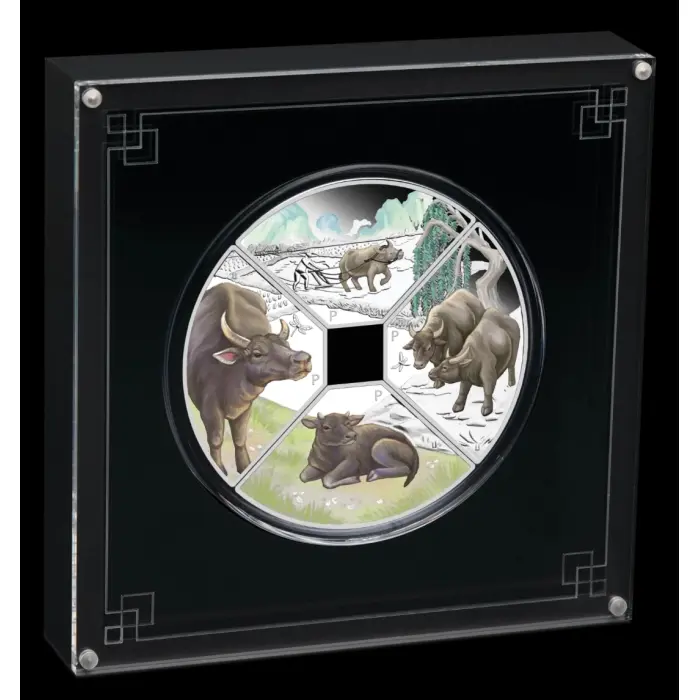 2021 LUNAR YEAR OF THE OX QUADRANT SILVER $1 4-coin-set 4x 1oz