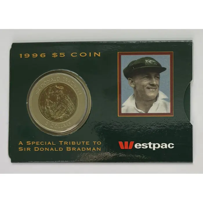RAM $5 1996 Sir Donald Bradman UNC Coin Carded