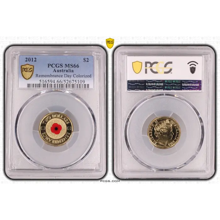 MS66 2012 $2 REMEMBRANCE DAY COLORIZED