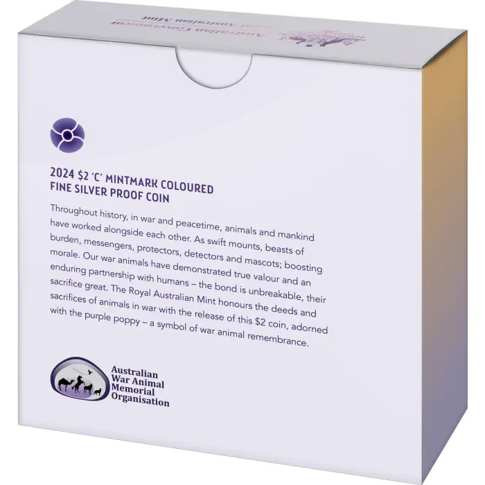 2024 $2 War Animals Remembrance 'C' Mintmark Silver Proof Coin