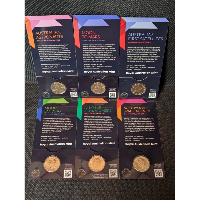 2024 C Mintmark Australia In Space Out Of This World Unc $1 Coin 6 COIN SET