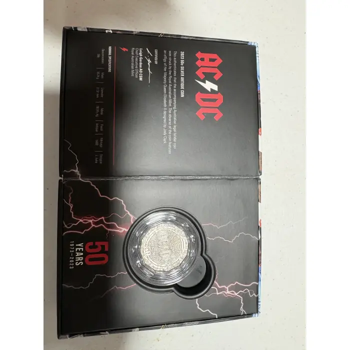 50 Th Anniversary AC/DC - 2023 50c Silver Antique Coin