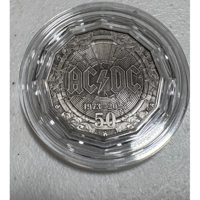 50 Th Anniversary AC/DC - 2023 50c Silver Antique Coin