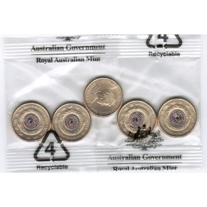 Indigenous Military Service 5 Coin RAM Mint Bag Two Dollar Coloured Australia $2