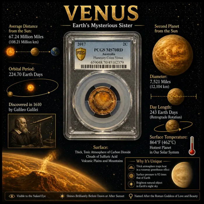  2017 Australian 2c MS70RD Planetary Coins Venus PCGS  - Top Pop