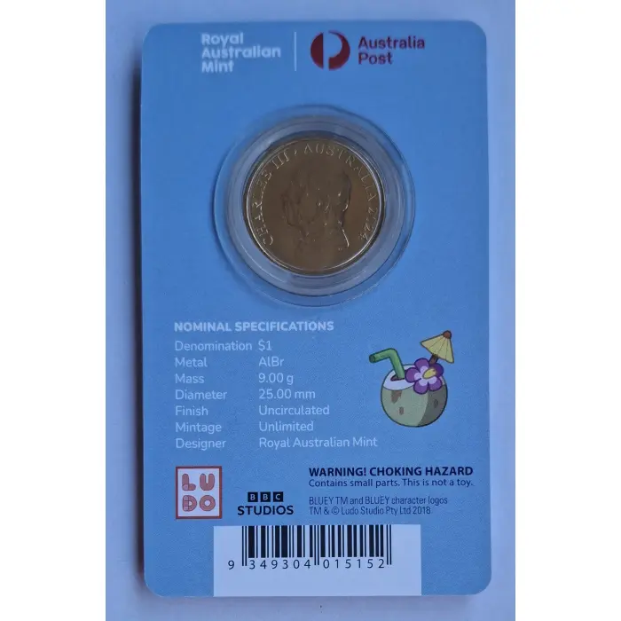 2024 $1 Bluey Dollarbucks- Uncle Rad and Frisky  'ENVELOPE' Privymark Coin