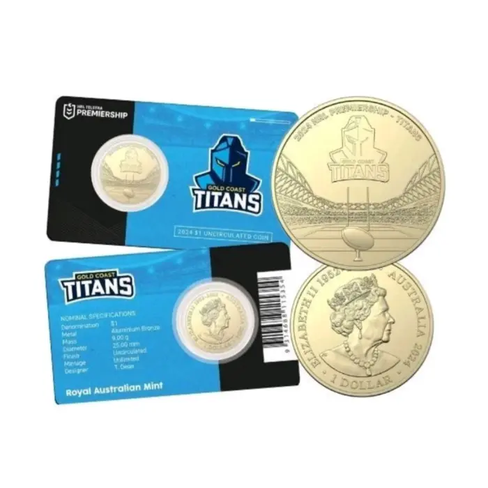 2024  $1  NRL GOLD COAST TITANS CARDED COIN