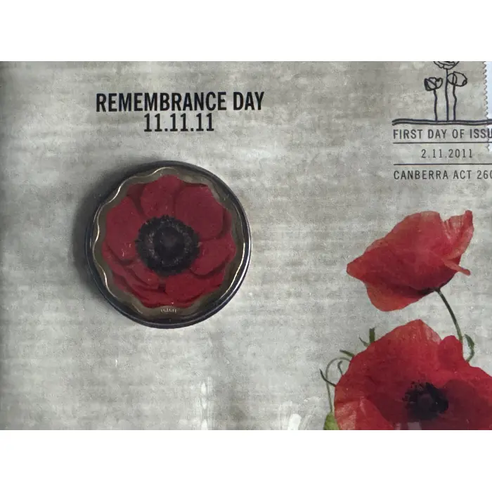 ♥️🌺♥️ 2011 $5 Red Poppy Remembrance Day 11.11.11 Frosted Coloured Poppy PNC