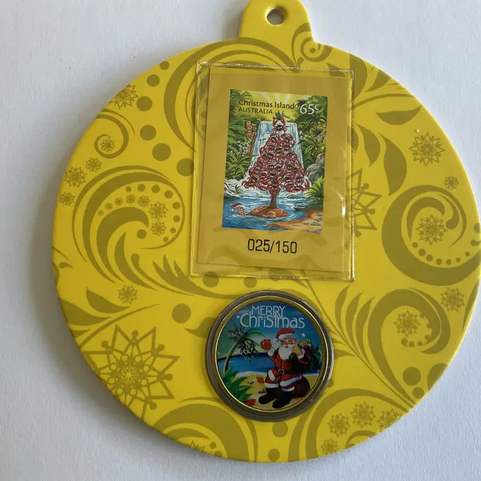 Set of 2 Impressions Xmas Decorations Coin and Stamp Limited Ed Inc 2013 & 2015 
