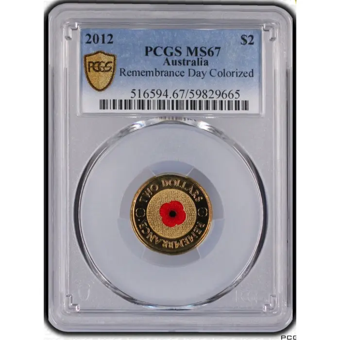 PCGS MS67 2012 $2 Remembrance Day Red Poppy