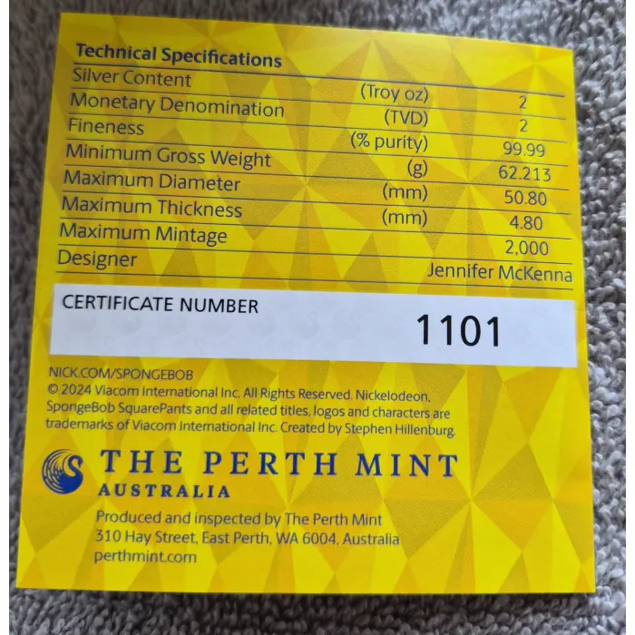 2024 2oz Spongebob Guilded Coin