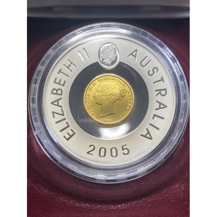 1.94 Oz (60.5 g) 2005 RAM Subscription Gold Plated 1855 Sydney Half Sovereign $1
