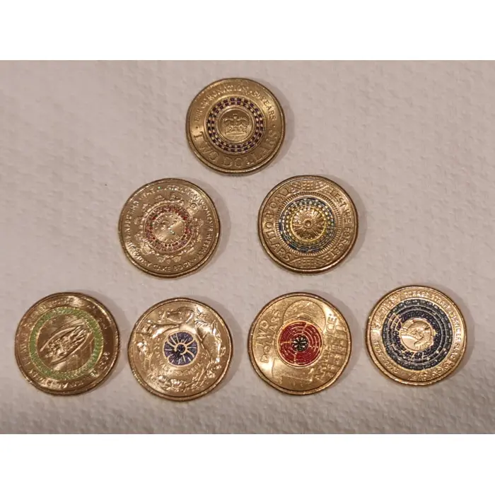 Collection of $2 circ coins..Inc coronation 