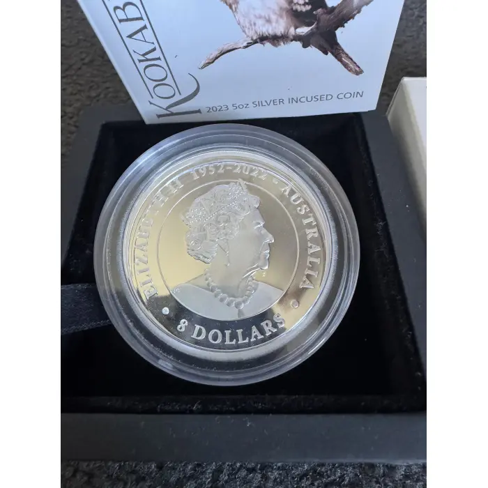 2023 $8 Australian Kookaburra 5oz Silver Incused Coin
