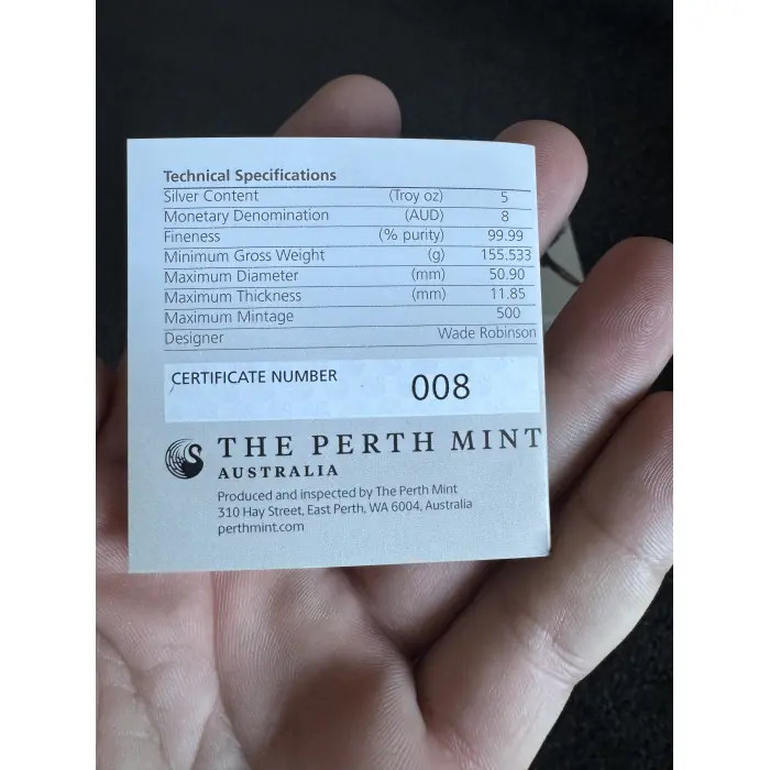 2023 $8 Australian Kookaburra 5oz Silver Incused Coin