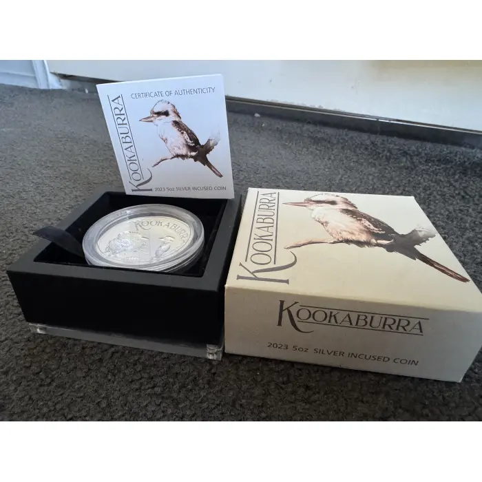 2023 $8 Australian Kookaburra 5oz Silver Incused Coin
