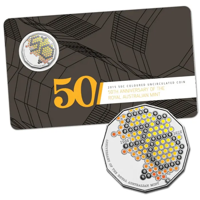 2015 Colourized 50c Royal Australian Mint 50 Years - Mintage 30,000