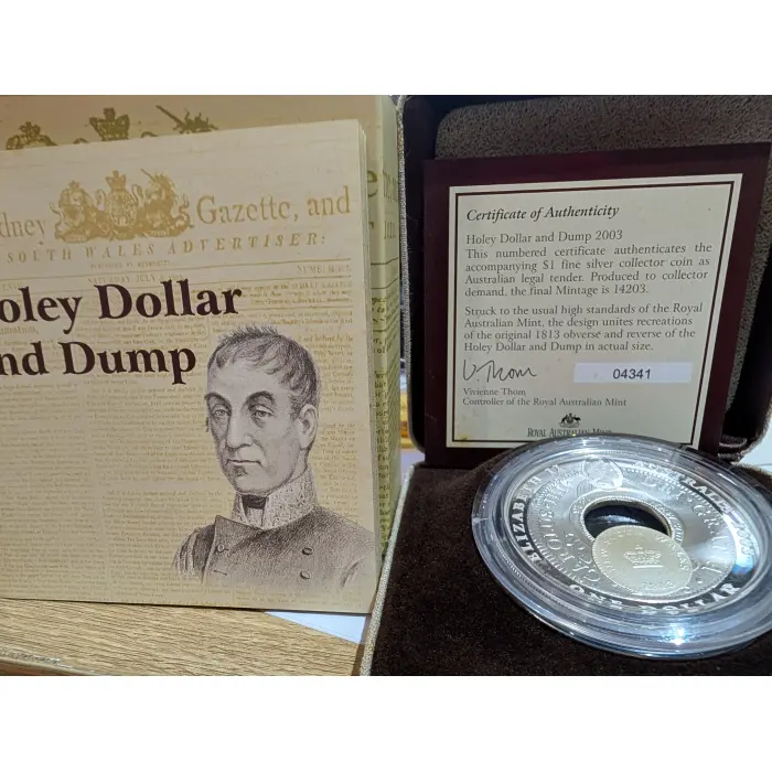 2003 Australia $1 Holey Dollar and Dump 190th Anniversary Silver