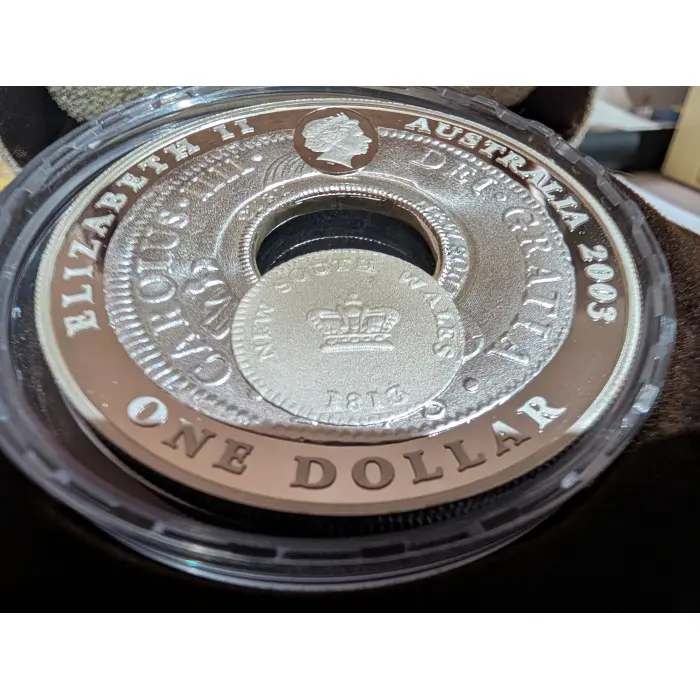 2003 Australia $1 Holey Dollar and Dump 190th Anniversary Silver