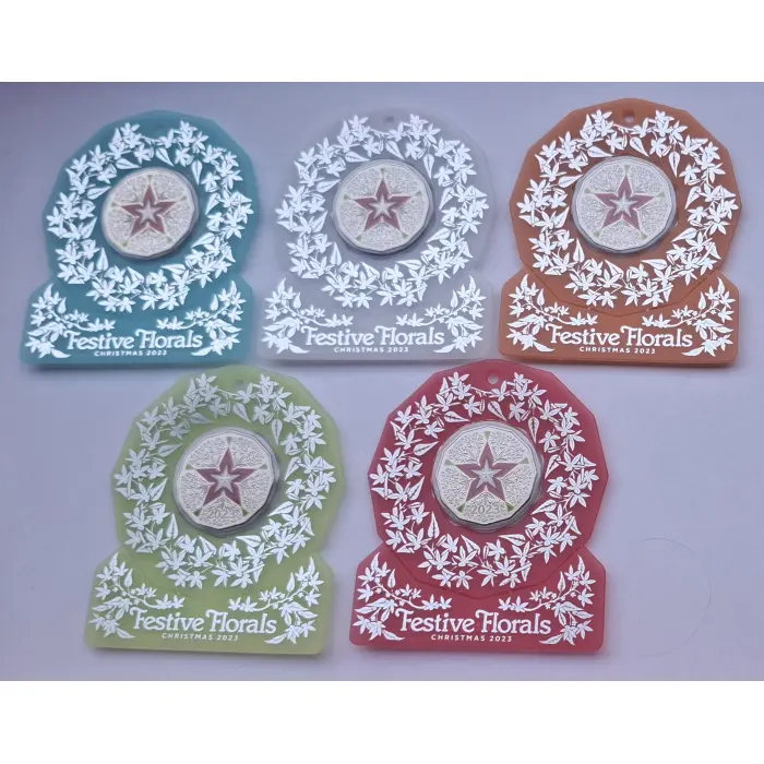 2023 50c Christmas Festive Florals-  Set Of 5 Carded Coins