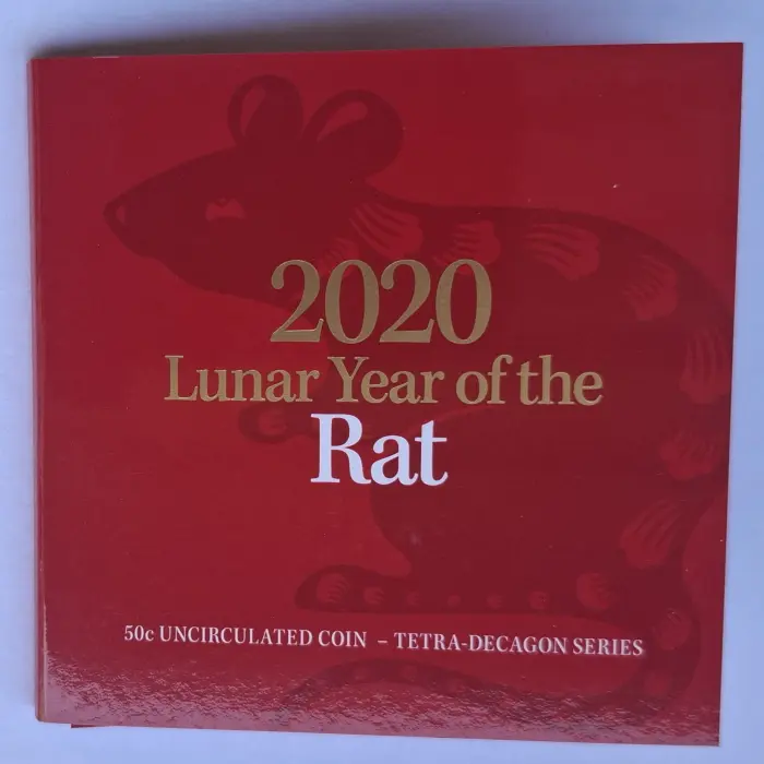 2020 50c Lunar Year Of The Rat Tetra-Decagonal Coin in Tri-Fold Card