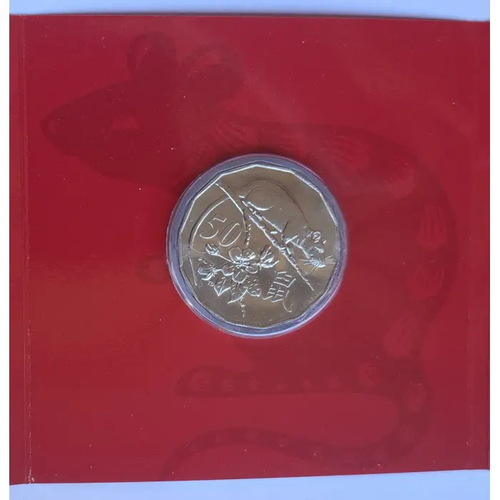 2020 50c Lunar Year Of The Rat Tetra-Decagonal Coin in Tri-Fold Card