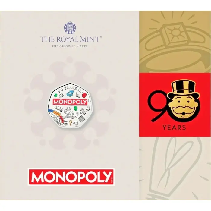 2025 Royal Mint Monopoly 50p Colour Brilliant Uncirculated Coin
