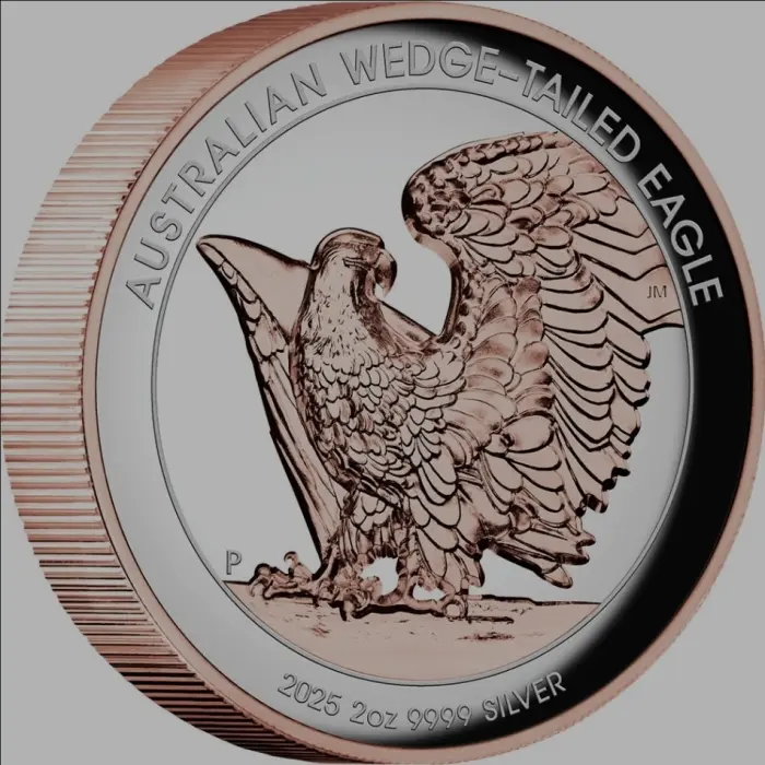 2025 Australian Wedge-Tailed Eagle 2oz Silver Proof Rose Gold Gilded UHR Coin