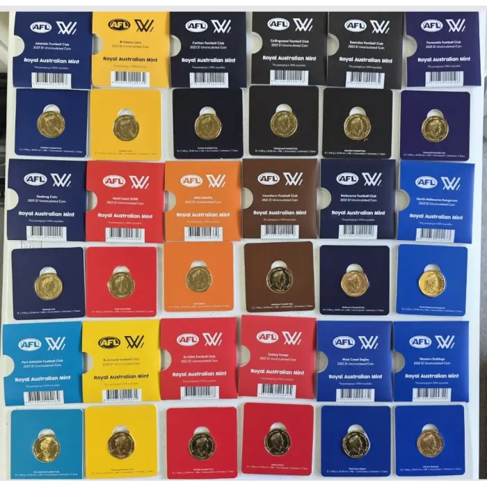 2023 AFL Carded Coin Set $1 x 18 Teams 