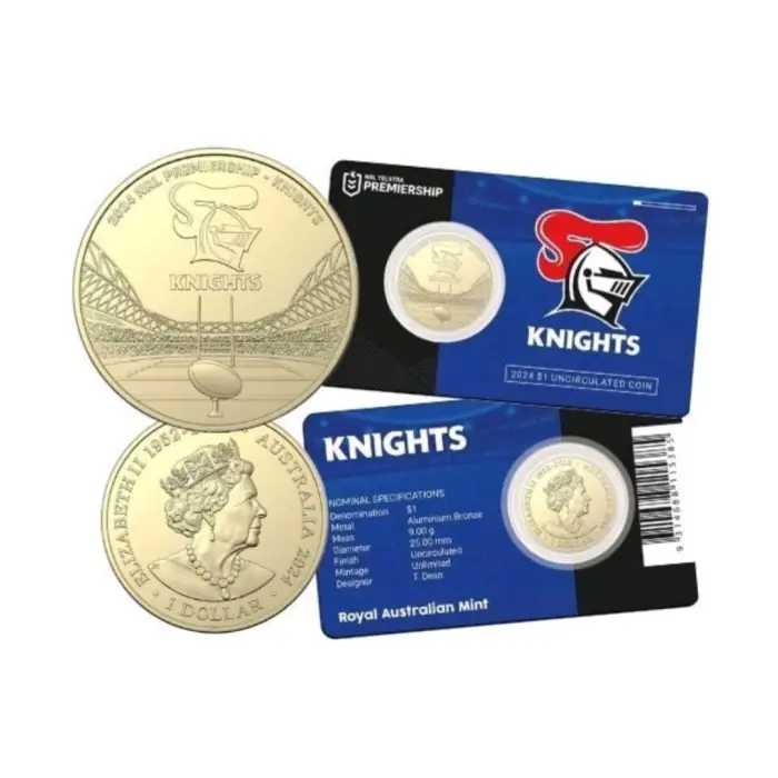 2024  $1  NRL NEWCASTLE KNIGHTS CARDED COIN