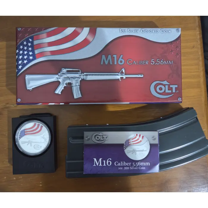 2010 Niue M16 Colt 5.56mm Coloured Proof Coin 1oz Silver  New Zealand Mint US $5