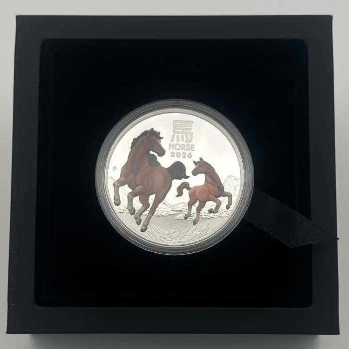 2026 Australia Year of the Horse 1oz Silver Proof Coloured Coin - Perth Mint
