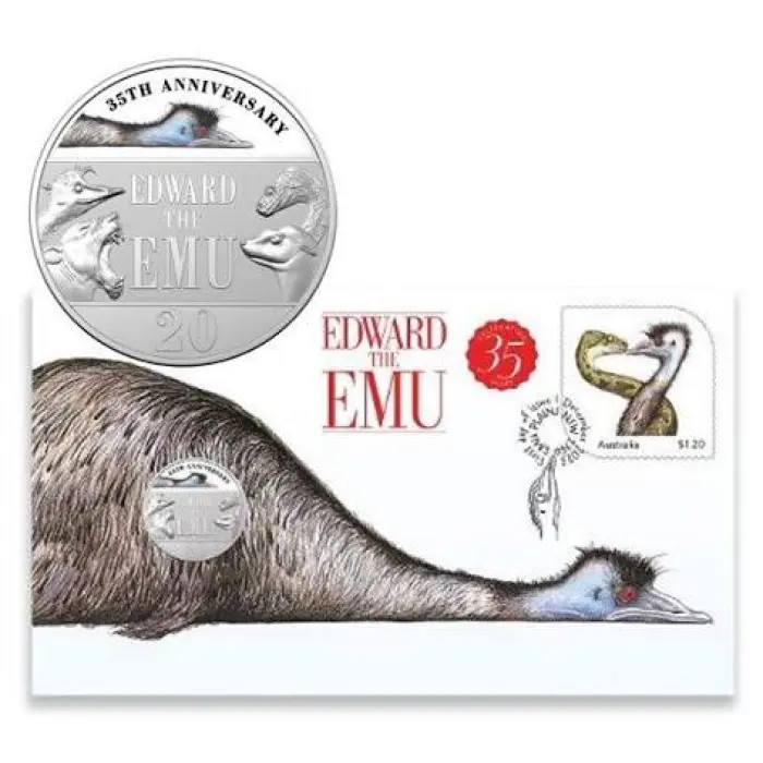 2023 20c edward the emu pnc coloured coin 