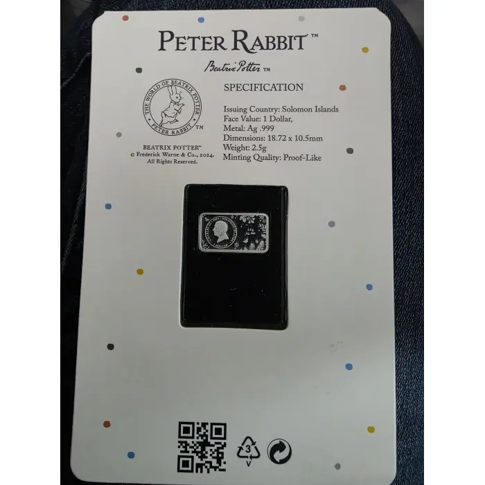 The World Of Peter Rabbit- Beatrix Potter 2.5g .999 Silver $1  Set of 5