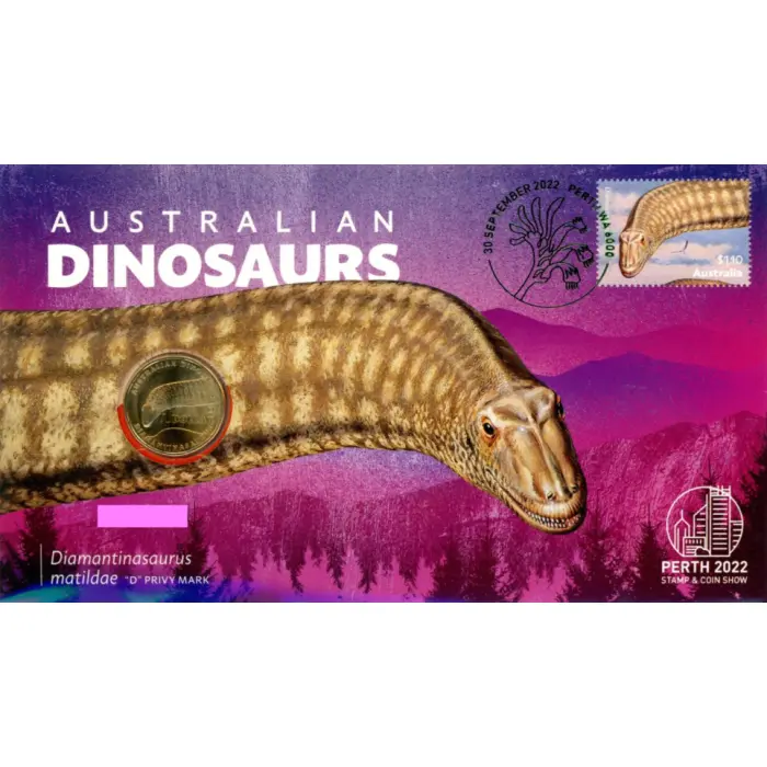 2022  $1  PNC  PERTH STAMP AND COIN SHOW DIAMANTINASAURUS  027/120