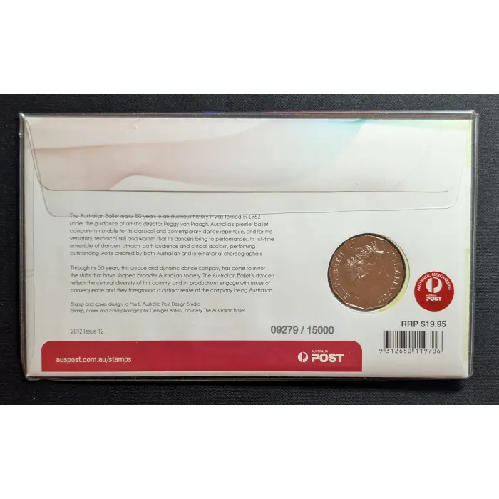 2012 Australian 50c 50 Years The Australian Ballet PNC 1st Day Issue