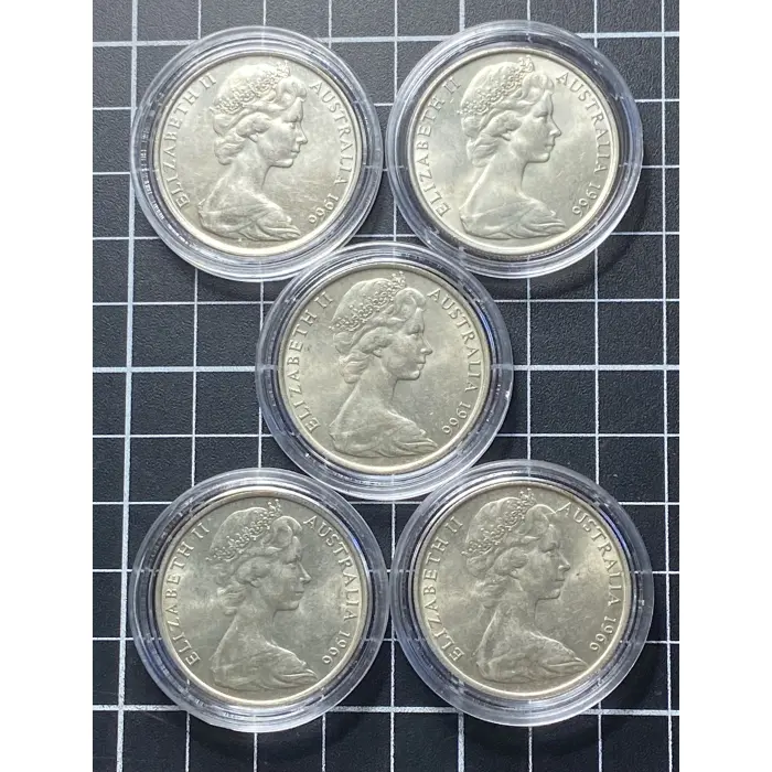 1966 50 Cent coins - Lot of 5 - 80% Silver