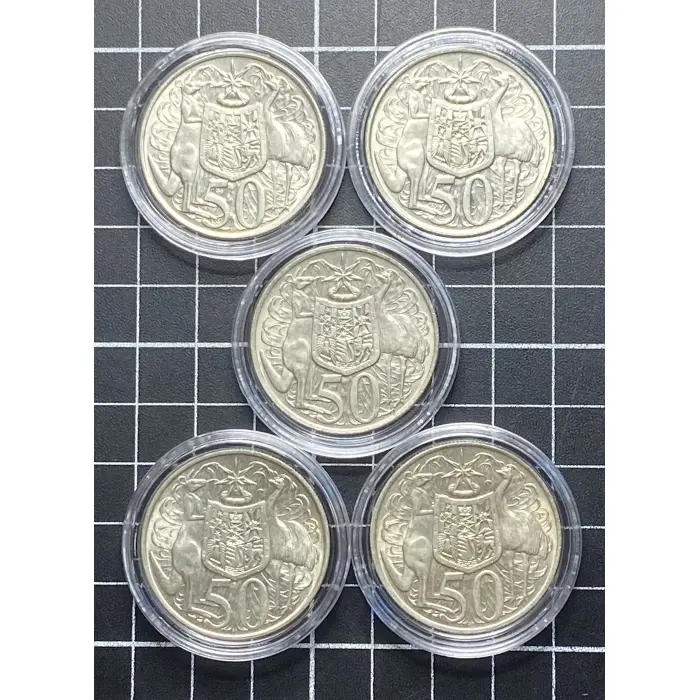 1966 50 Cent coins - Lot of 5 - 80% Silver