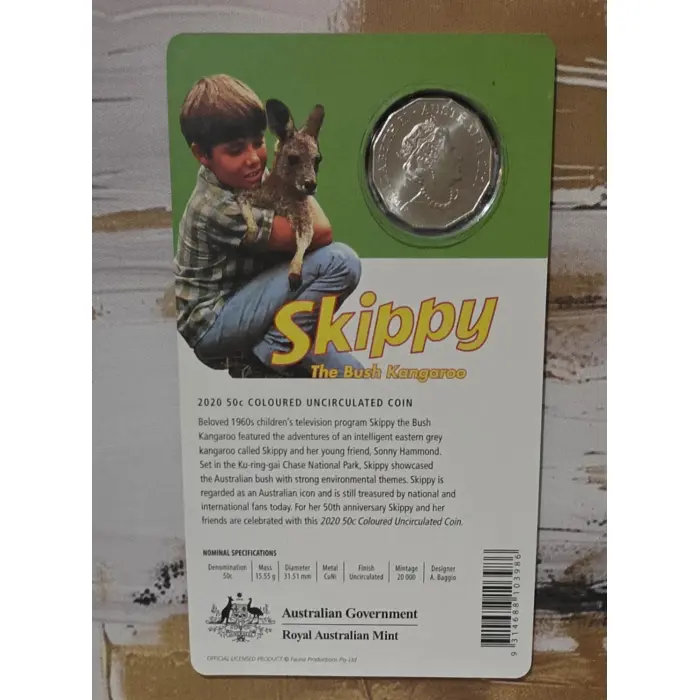 2020 50c Skippy The Bush Kangaroo 50th Anniversary Card.