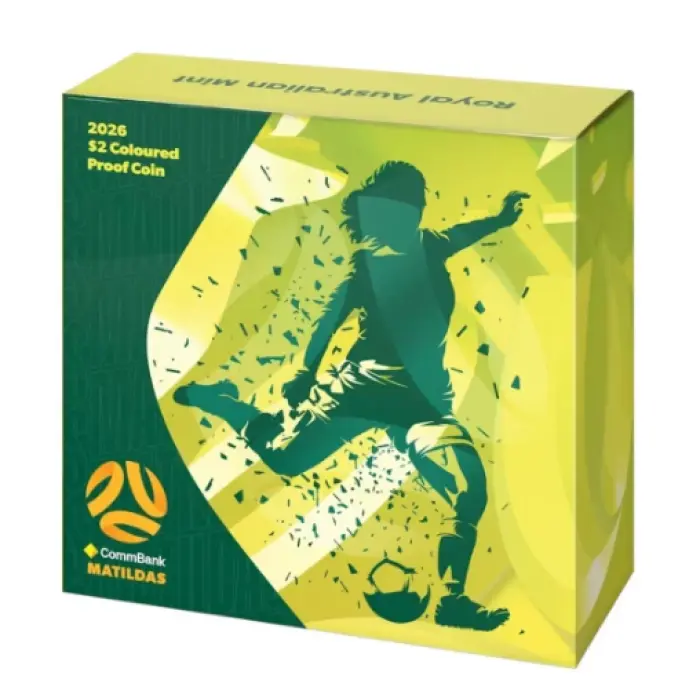 2026  $2  MATILDAS COLOURED PROOF COIN