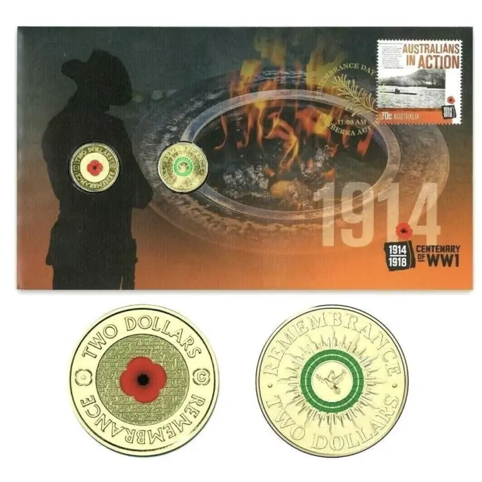 Impressions 2014 Remembrance Day PNC $2 "C" Red Poppy & $2 Green Dove Ltd 1111