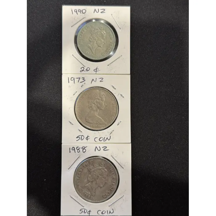 NZ 20 & 50 cent coins - x 3