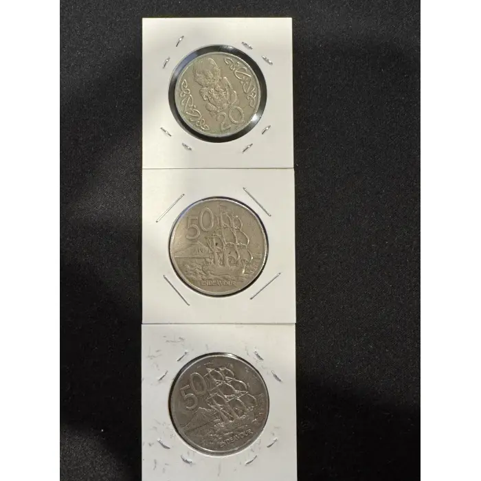 NZ 20 & 50 cent coins - x 3