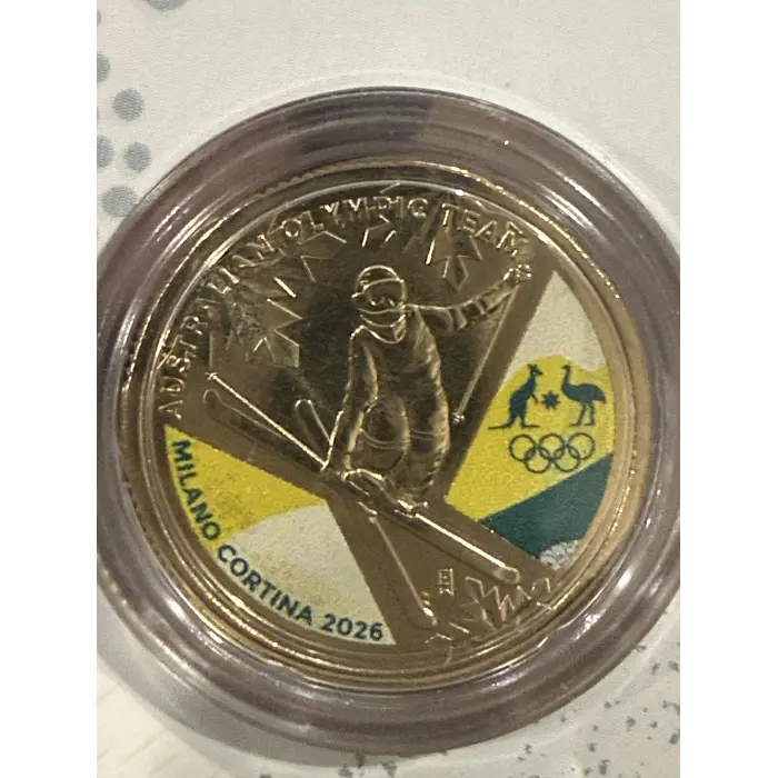 2026 Winter Olympic $1 Coloured Coin on Card