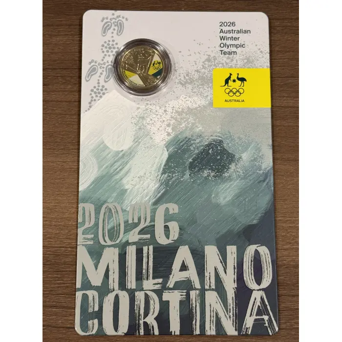 2026 Winter Olympic $1 Coloured Coin on Card