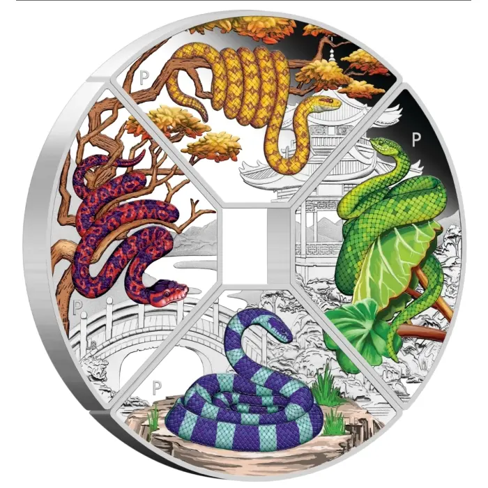 2025 Lunar Year of the Snake Quadrant Silver $1 4-Coin Set 4x1oz 99.99
