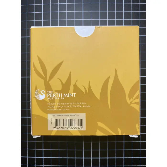 1 Oz 2013 Perth Mint Australian Seasons - Summer $1 Fine Silver Proof square coi